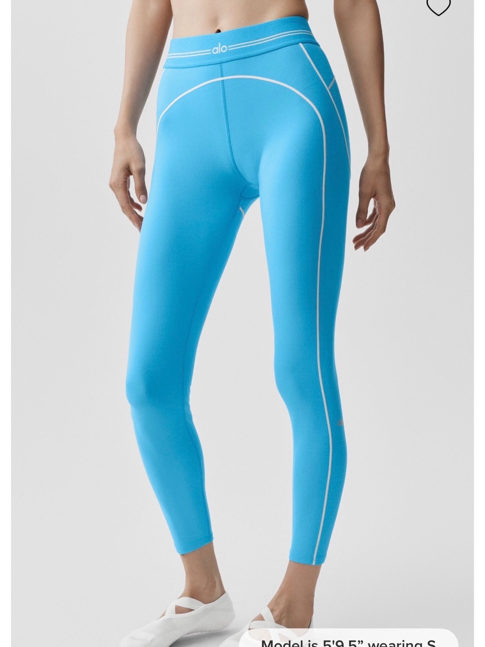 NWT Alo Yoga Airbrush Heart Throb 7/8 Leggings Azure Blue Size M High Waist